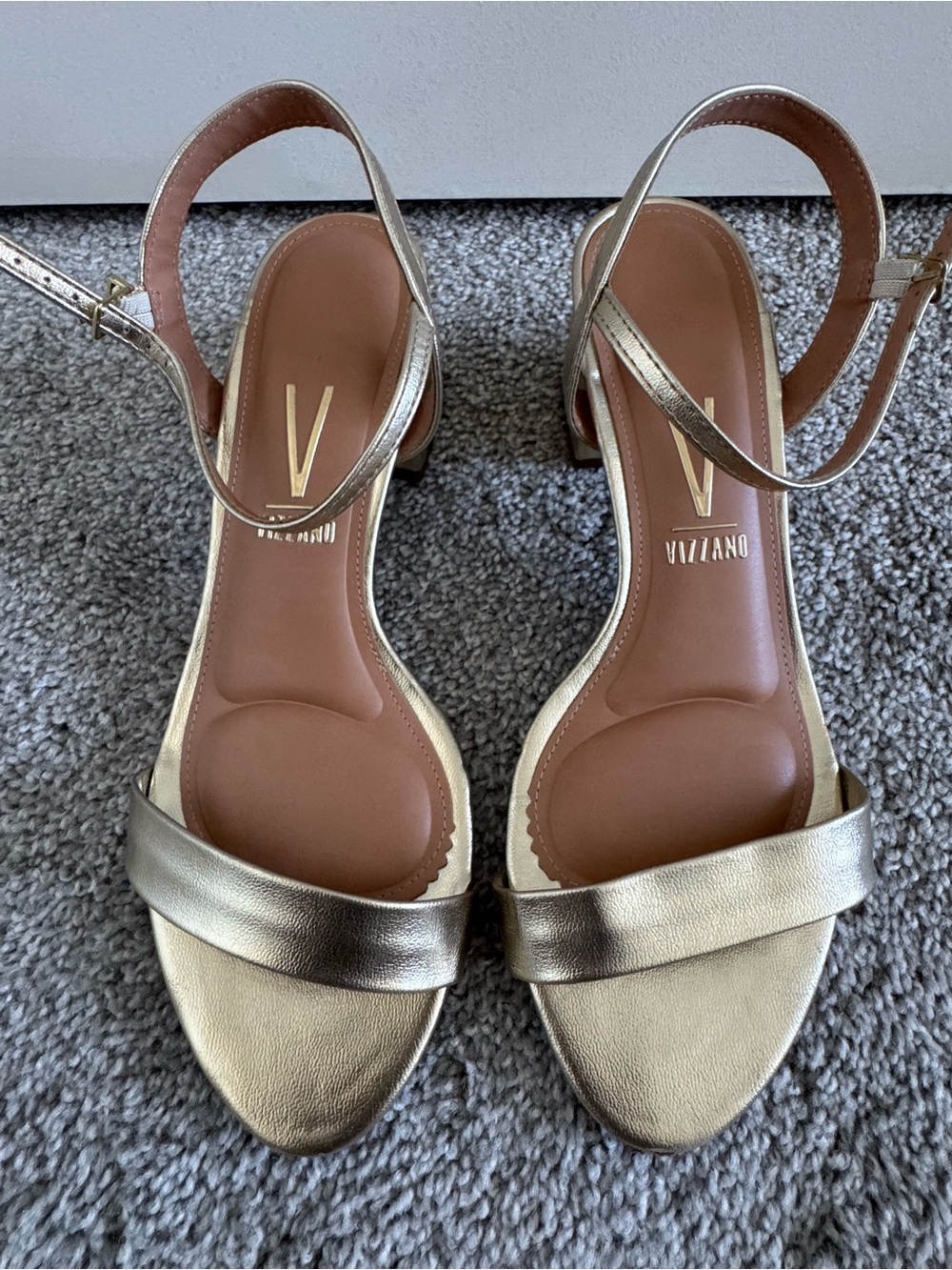 Metallic Gold Ankle-Strap Heels